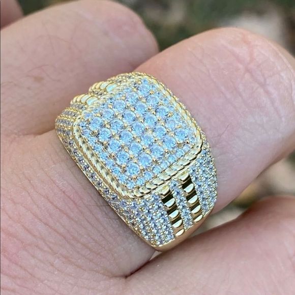 Real Solid Silver Gold Men's Ring